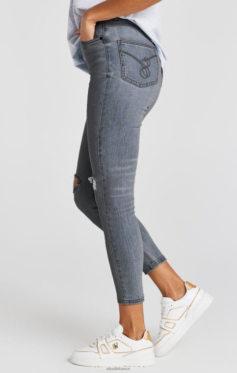 femmes vêtements 6B8NV188 SikSilk jean en denim vieilli bleu délavé