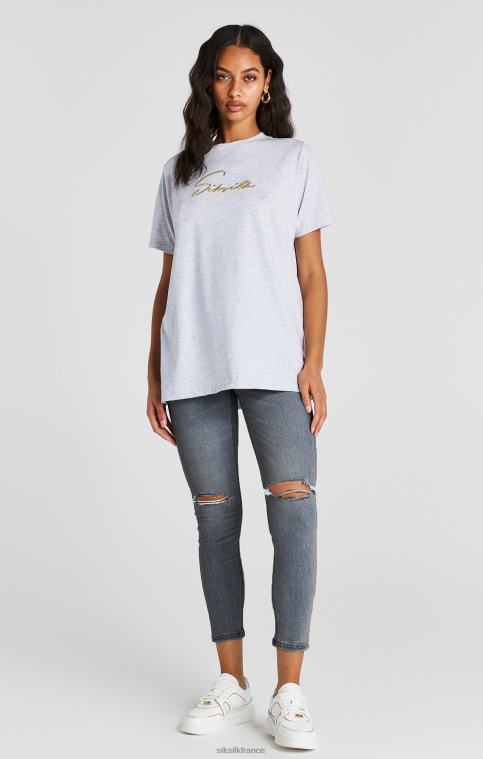 femmes vêtements 6B8NV188 SikSilk jean en denim vieilli bleu délavé