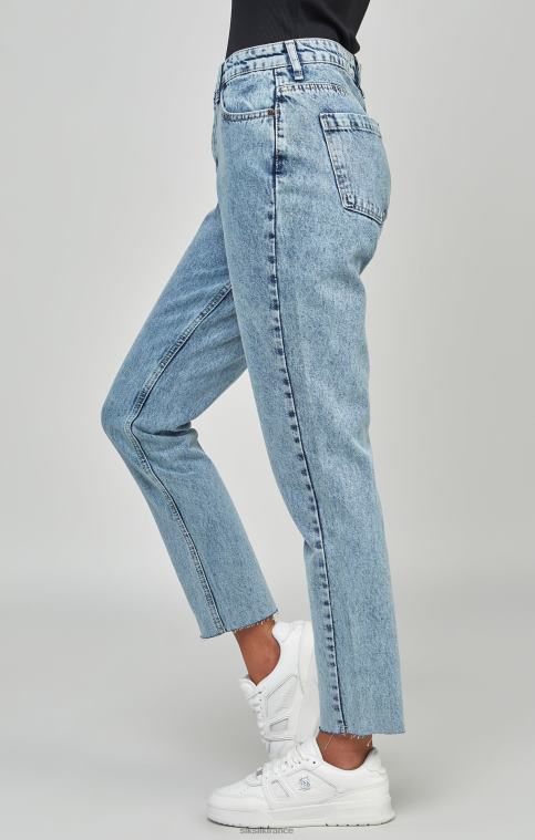 femmes vêtements 6B8NV190 SikSilk Jean mom brodé bleu clair délavé