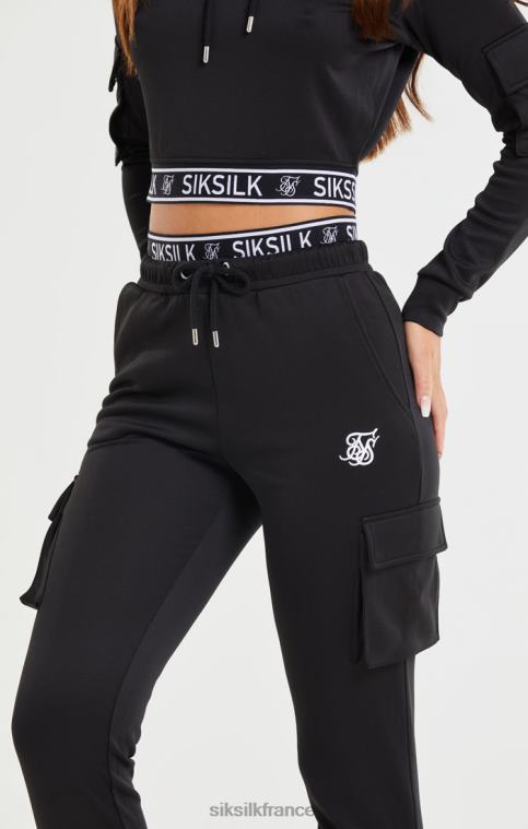 femmes vêtements 6B8NV157 SikSilk pantalon de jogging noir à poche cargo