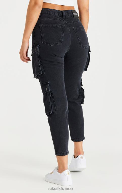 femmes vêtements 6B8NV187 SikSilk cargo en jean noir