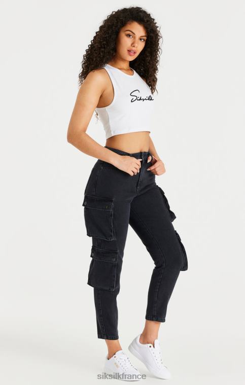 femmes vêtements 6B8NV187 SikSilk cargo en jean noir