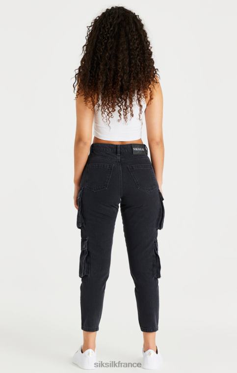 femmes vêtements 6B8NV187 SikSilk cargo en jean noir