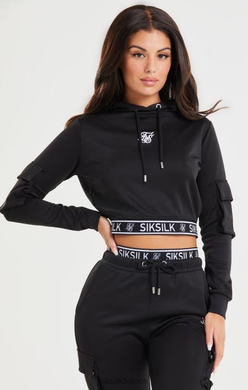 femmes vêtements 6B8NV116 SikSilk sweat à capuche cargo court noir