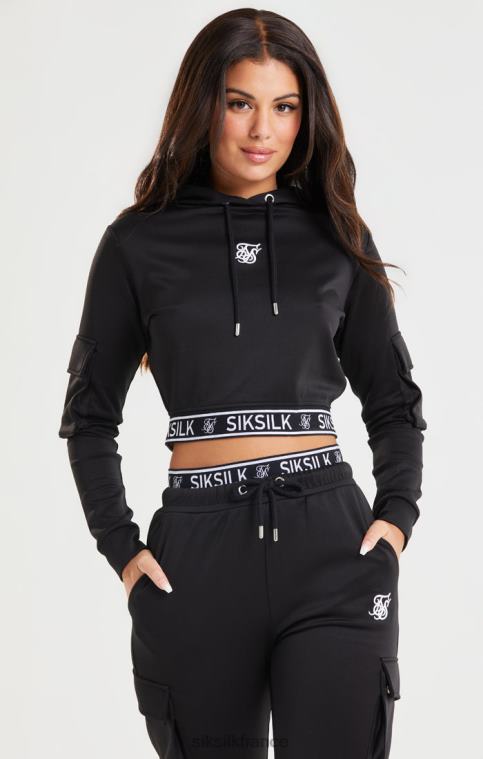 femmes vêtements 6B8NV116 SikSilk sweat à capuche cargo court noir