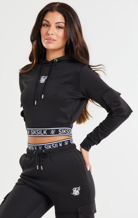femmes vêtements 6B8NV116 SikSilk sweat à capuche cargo court noir