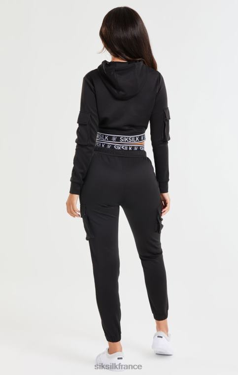 femmes vêtements 6B8NV116 SikSilk sweat à capuche cargo court noir