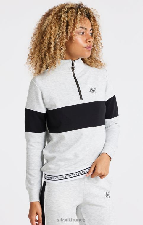 femmes vêtements 6B8NV118 SikSilk haut de survêtement gris chiné à zip 1/4