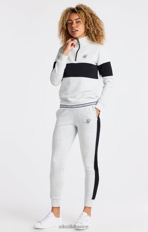 femmes vêtements 6B8NV118 SikSilk haut de survêtement gris chiné à zip 1/4