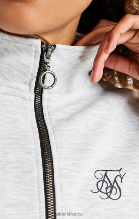 femmes vêtements 6B8NV118 SikSilk haut de survêtement gris chiné à zip 1/4