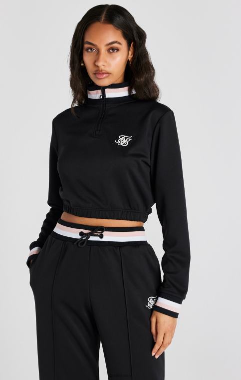femmes vêtements 6B8NV75 SikSilk haut de survêtement universitaire noir à fermeture éclair 1/4