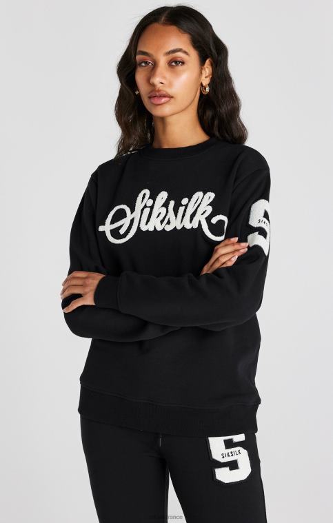 femmes vêtements 6B8NV76 SikSilk sweat-shirt noir à logo universitaire