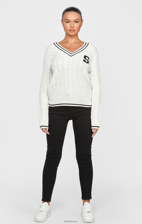femmes vêtements 6B8NV79 SikSilk pull torsadé universitaire écru