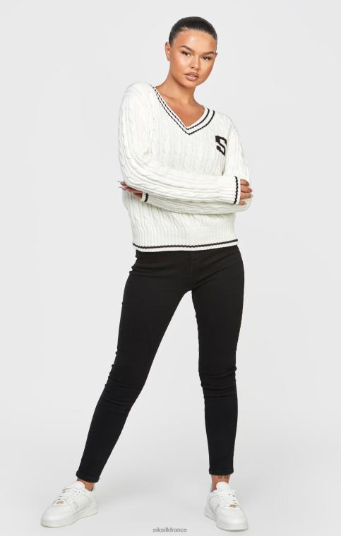 femmes vêtements 6B8NV79 SikSilk pull torsadé universitaire écru