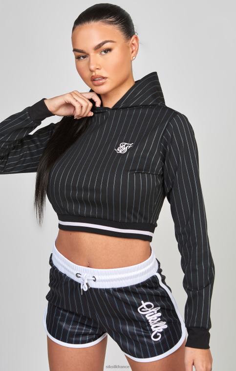 femmes vêtements 6B8NV85 SikSilk haut de survêtement court universitaire noir