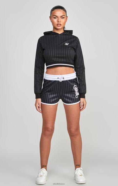 femmes vêtements 6B8NV85 SikSilk haut de survêtement court universitaire noir