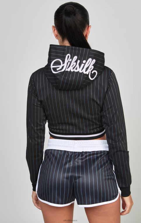 femmes vêtements 6B8NV85 SikSilk haut de survêtement court universitaire noir