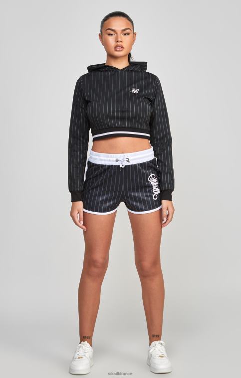 femmes vêtements 6B8NV85 SikSilk haut de survêtement court universitaire noir