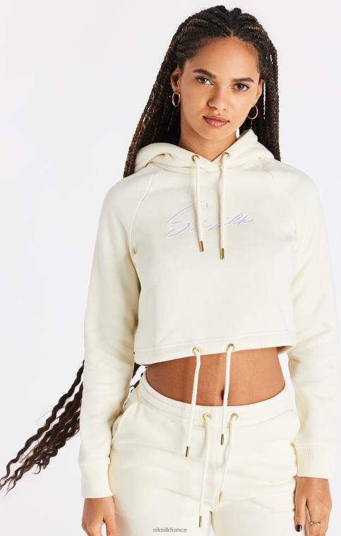 femmes vêtements 6B8NV86 SikSilk sweat à capuche court écru