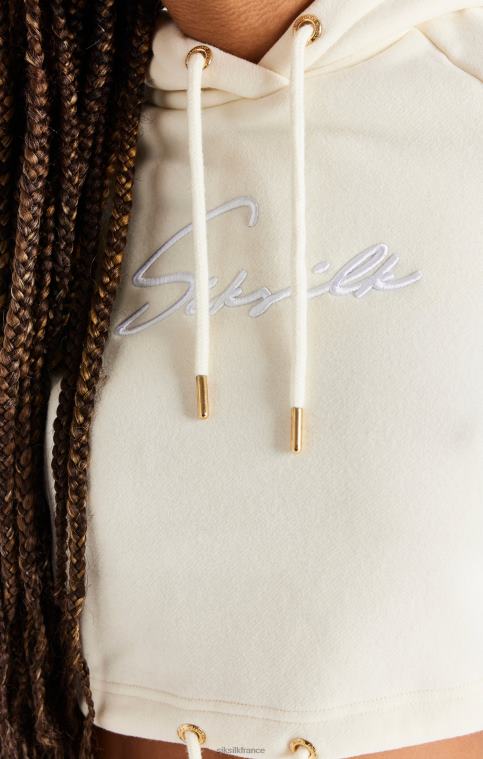femmes vêtements 6B8NV86 SikSilk sweat à capuche court écru