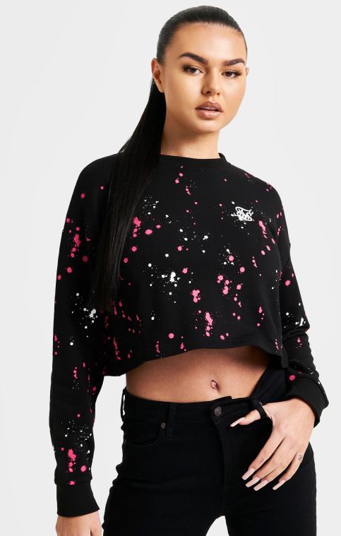 femmes vêtements 6B8NV92 SikSilk sweat-shirt éclaboussures de peinture noire