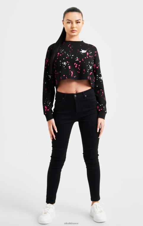 femmes vêtements 6B8NV92 SikSilk sweat-shirt éclaboussures de peinture noire