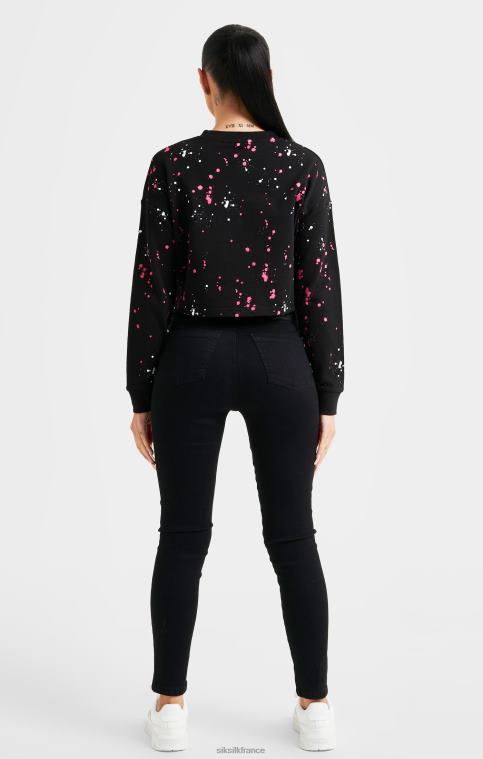 femmes vêtements 6B8NV92 SikSilk sweat-shirt éclaboussures de peinture noire