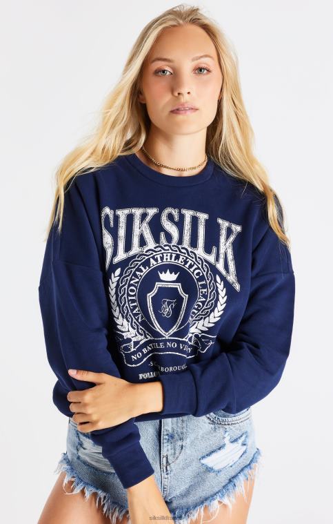 femmes vêtements 6B8NV93 SikSilk sweat oversize universitaire bleu marine