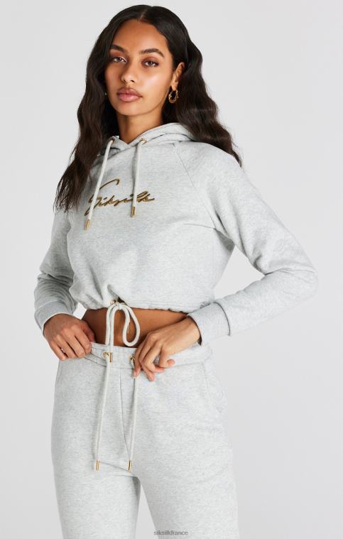 femmes vêtements 6B8NV95 SikSilk sweat à capuche court gris chiné signature