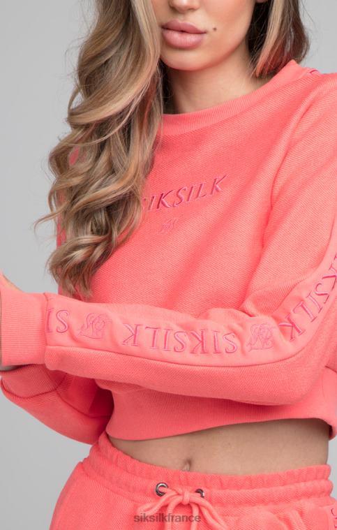 femmes vêtements 6B8NV96 SikSilk sweat court brodé loopback - rose