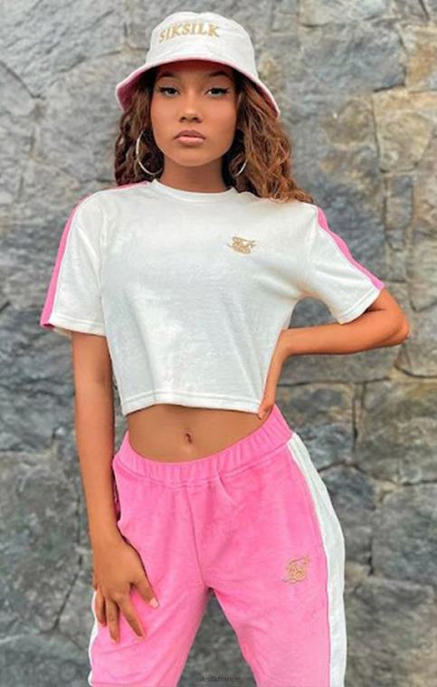 femmes vêtements 6B8NV38 SikSilk t-shirt court en velours écru