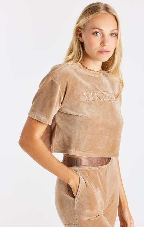 femmes vêtements 6B8NV42 SikSilk t-shirt court en velours doré