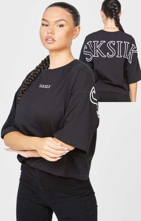 femmes vêtements 6B8NV43 SikSilk t-shirt court noir de marque