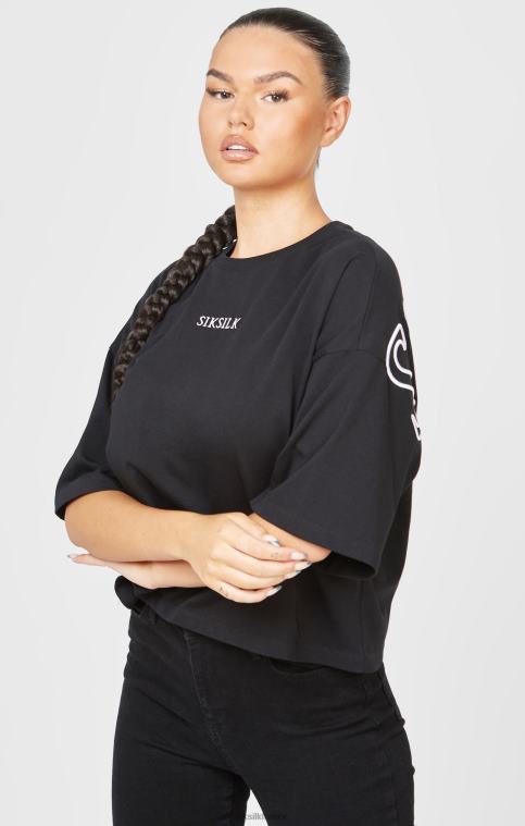 femmes vêtements 6B8NV43 SikSilk t-shirt court noir de marque