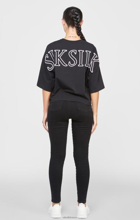 femmes vêtements 6B8NV43 SikSilk t-shirt court noir de marque