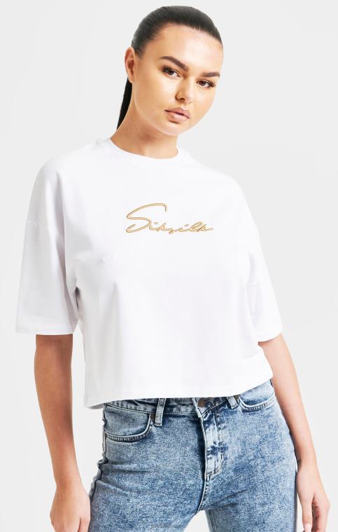 femmes vêtements 6B8NV45 SikSilk t-shirt court blanc signature