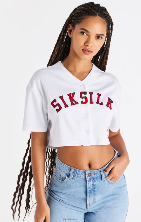 femmes vêtements 6B8NV50 SikSilk maillot court de baseball blanc