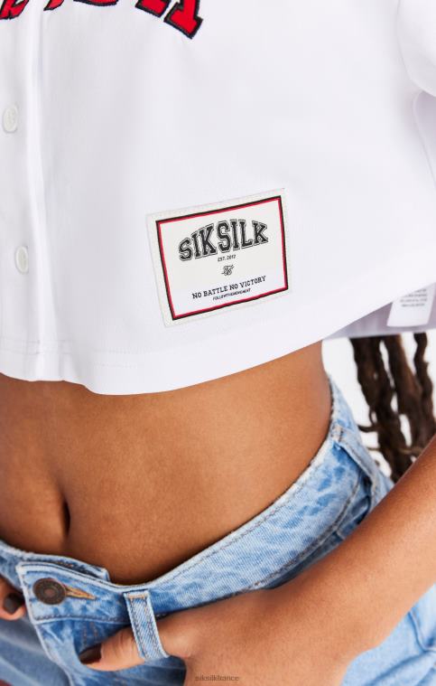 femmes vêtements 6B8NV50 SikSilk maillot court de baseball blanc