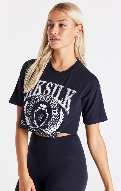 femmes vêtements 6B8NV51 SikSilk t-shirt court universitaire bleu marine