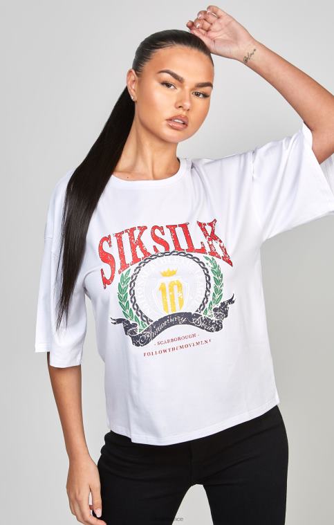 femmes vêtements 6B8NV53 SikSilk t-shirt court universitaire blanc
