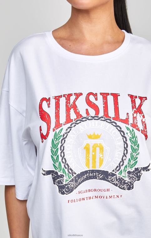 femmes vêtements 6B8NV53 SikSilk t-shirt court universitaire blanc