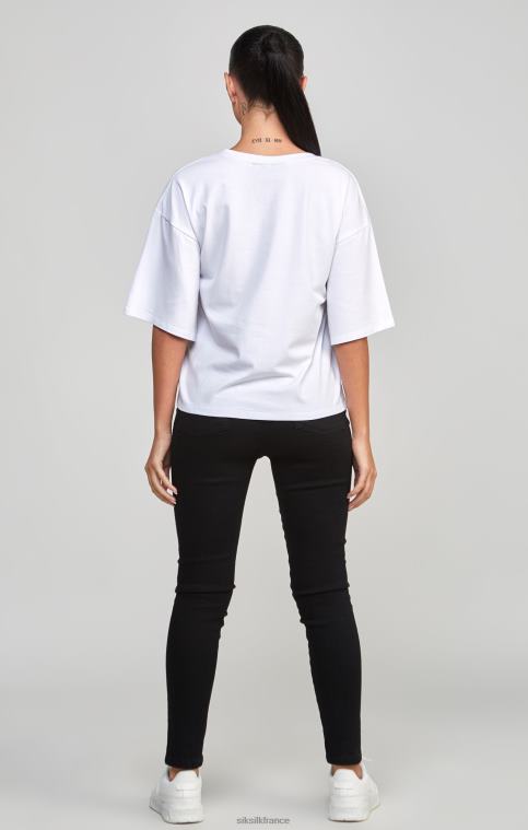 femmes vêtements 6B8NV53 SikSilk t-shirt court universitaire blanc