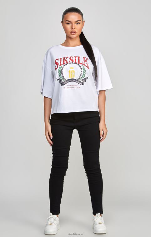 femmes vêtements 6B8NV53 SikSilk t-shirt court universitaire blanc