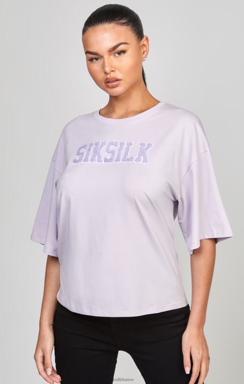 femmes vêtements 6B8NV55 SikSilk t-shirt court violet à logo universitaire