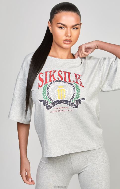 femmes vêtements 6B8NV57 SikSilk t-shirt court universitaire gris chiné