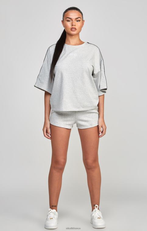 femmes vêtements 6B8NV58 SikSilk t-shirt court gris à bande