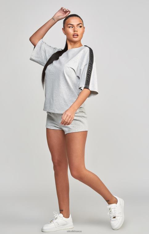 femmes vêtements 6B8NV58 SikSilk t-shirt court gris à bande