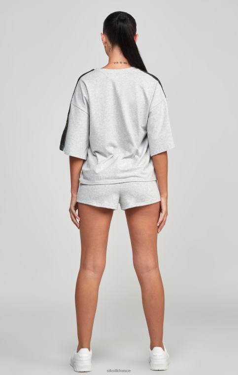 femmes vêtements 6B8NV58 SikSilk t-shirt court gris à bande