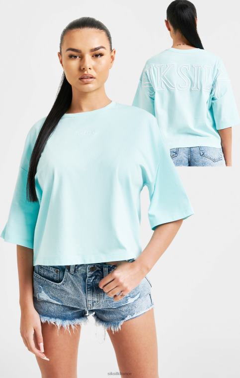 femmes vêtements 6B8NV60 SikSilk t-shirt court à logo aqua