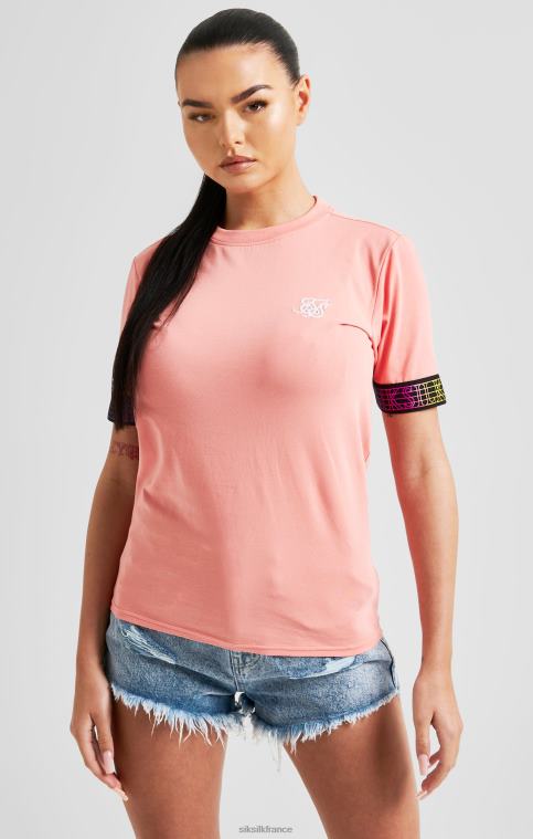 femmes vêtements 6B8NV61 SikSilk t-shirt court à bande corail